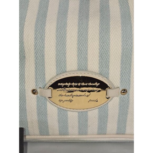 J. Pot Women's Light Blue Canvas Casual Striped Handbag Size Medium 2056 - Picture 3 of 14
